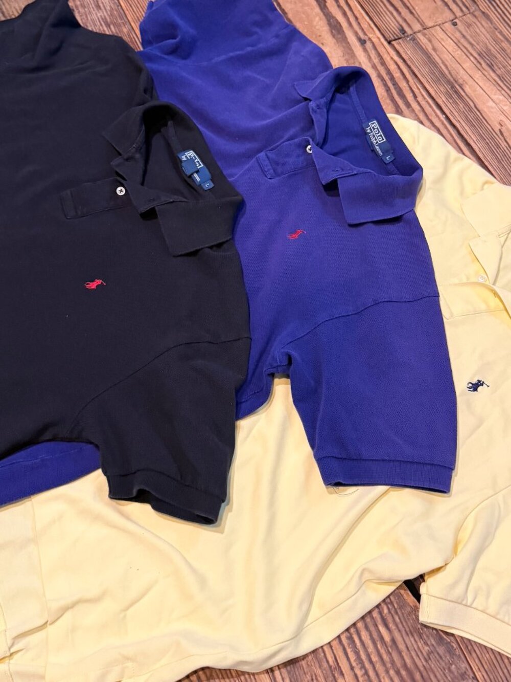 Lot of 3 VINTAGE Polo Ralph Lauren Polo Shirts Men's Large Black Yellow Purple - Picture 14 of 14
